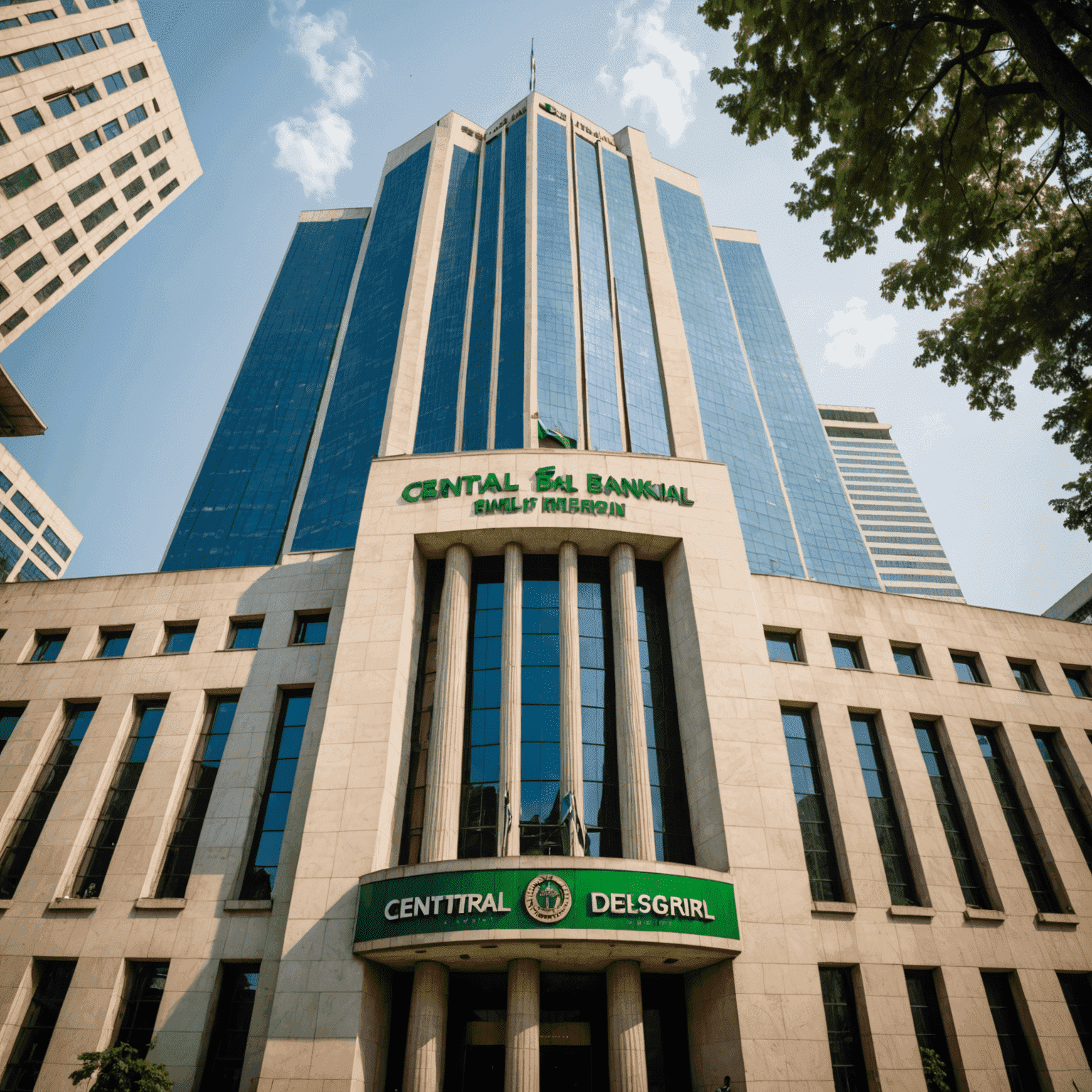 Image depicting Central Bank of Nigeria building with financial charts and graphs overlaid, representing new monetary policy