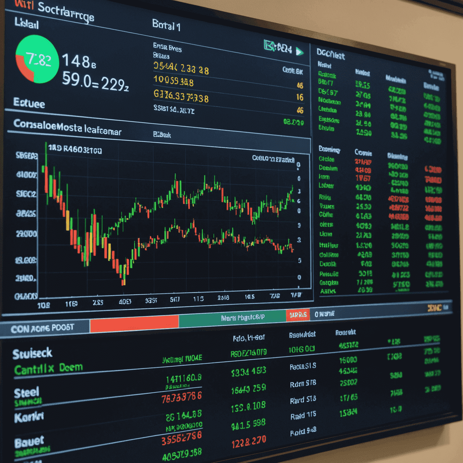 A digital display showing real-time stock market data and trends, with Nigerian stock exchange information prominently featured